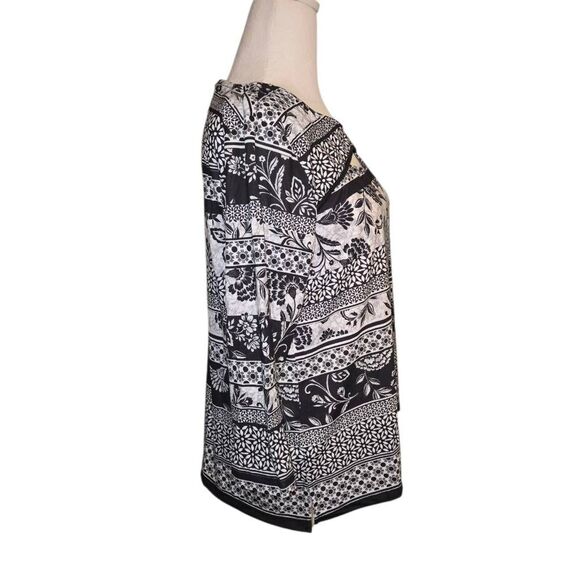 Allison Daley Women's PETITE Size Medium Black/White Blouse - Picture 3 of 6